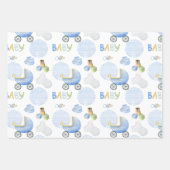 Niedlich Teddy Bear Blue Punkts Baby Carriage Boy Geschenkpapier Set (Vorderseite 2)