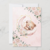 Niedlich Teddy Bear Blush Pink Floral Girl Babydus Dankeskarte (Rückseite)