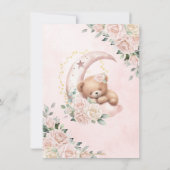 Niedlich Teddy Bear Blush Pink Floral Girl Babydus Dankeskarte (Rückseite)