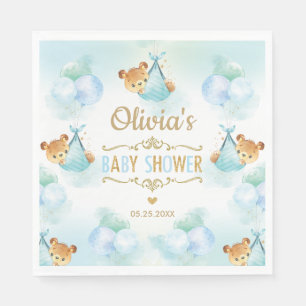 Niedlich Teddy Bear Boy Baby Dusche Blue Paper Nap Serviette