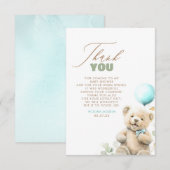 Niedlich Teddy Bear Boy Babydusche Danke (Vorne/Hinten)