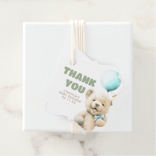 Niedlich Teddy Bear Boy Babydusche Danke Geschenkanhänger (Beispiel)