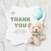 Niedlich Teddy Bear Boy Babydusche Danke Geschenkanhänger (Vorderseite)
