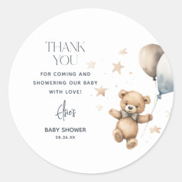 Niedlich Teddy Bear Boy Babydusche Danke Runder Aufkleber