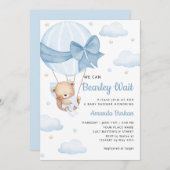 Niedlich Teddy Bear Boy Blue Bearly Wait Baby Dusc Einladung (Vorne/Hinten)