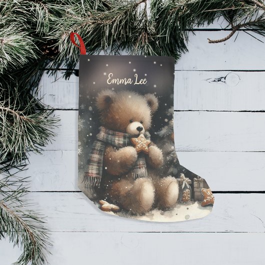 Niedlich Teddy Bear Christmas Monogram Kleiner Weihnachtsstrumpf