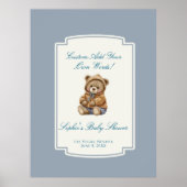 Niedlich Teddy Bear Dusty Blue Custom Baby Duschze Poster (Vorne)