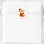 Niedlich Teddy Bear Frohe Weihnachten Quadratischer Aufkleber (Tasche)