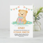 Niedlich Teddy Bear Geburtstagspartei Einladung (Stehend Vorderseite)
