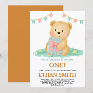 Niedlich Teddy Bear Geburtstagspartei Einladung