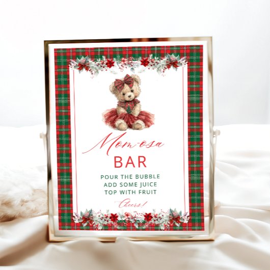 Niedlich Teddy Bear Girl Babydusche Momosa Bar Poster