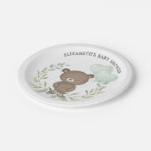 Niedlich Teddy Bear Greenery Babydusche 1. Geburts Pappteller (Schrägansicht)