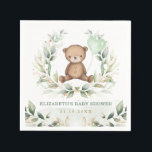 Niedlich Teddy Bear Greenery Gold Balloon Babydusc Serviette<br><div class="desc">Diese bezaubernde Serviette besticht durch einen niedlichen Teddybär mit einem herzförmigen Ballon,  der mit einem wunderschönen,  wasserfarbenen Kranz gerahmt ist</div>