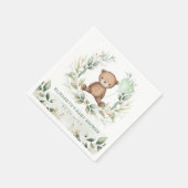 Niedlich Teddy Bear Greenery Gold Balloon Babydusc Serviette (Ecke)