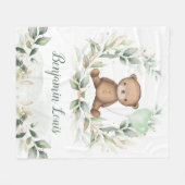 Niedlich Teddy Bear Greenery Gold Balloon Kinderzi Fleecedecke (Vorderseite (Horizontal))
