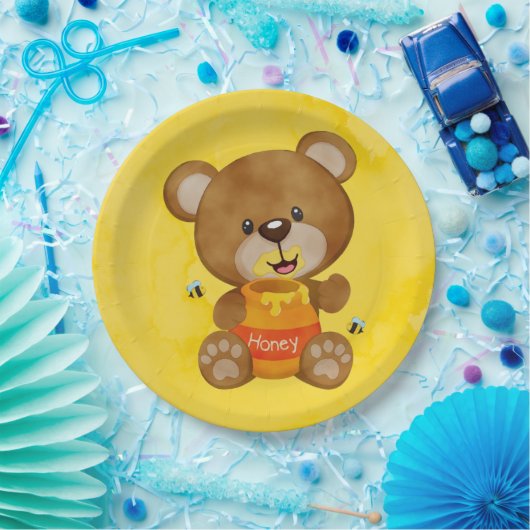 Niedlich Teddy Bear Honey Bumblebee Baby Dusche Pappteller (Party)