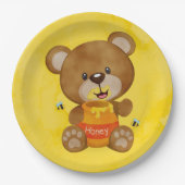 Niedlich Teddy Bear Honey Bumblebee Baby Dusche Pappteller (Vorderseite)