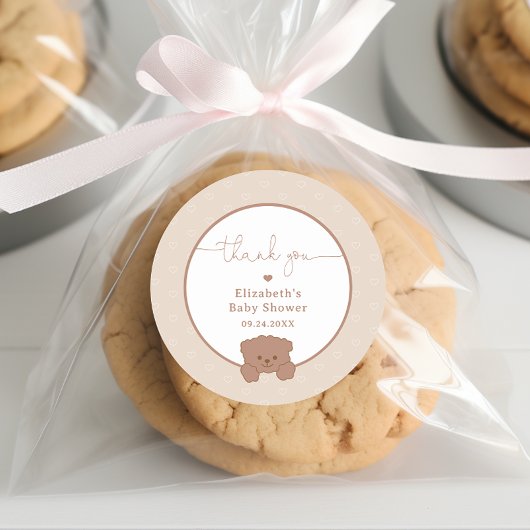 Niedlich Teddy Bear Minimalistisch Baby Dusche Dan Runder Aufkleber