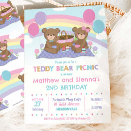 Niedlich Teddy Bear Picnic Geburtstag Twins Boy Gi Einladung