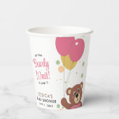 Niedlich Teddy Bear Pink und Gold Balloons Babydus Pappbecher (Rückseite)