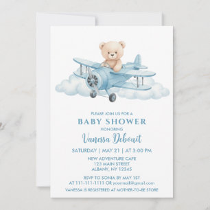 Niedlich Teddy Bear Sky Adventure Baby Dusche Einladung