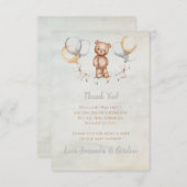 Niedlich Teddy Bear Watercolor Babydusche Dankeskarte (Vorne/Hinten)
