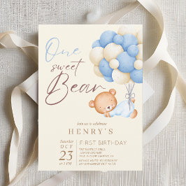 Niedlich Teddy Bear Watercolor Junge 1. Geburtstag Einladung