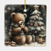 Niedlich Teddy Bear Weihnachten Keramikornament (Rückseite)