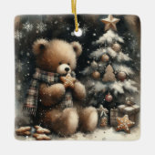 Niedlich Teddy Bear Weihnachten Keramikornament (Vorderseite)