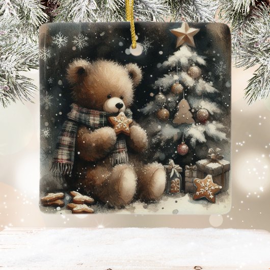 Niedlich Teddy Bear Weihnachten Keramikornament