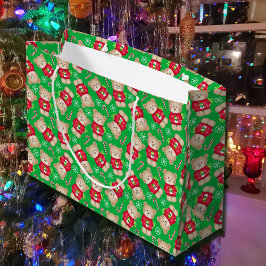 Niedlich Teddy Bears Candy Canes Red Green Weihnac Große Geschenktüte