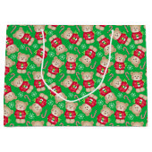 Niedlich Teddy Bears Candy Canes Red Green Weihnac Große Geschenktüte (Vorderseite)