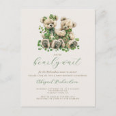 Niedlich Teddy Bears Green Ivy Twins Baby Dusche Postkarte (Vorderseite)