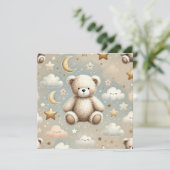 Niedlich Teddy Birth Ankündigung oder Einladung (Stehend Vorderseite)