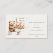 Niedlich Teddy Floral Cart Diaper Raffle Baby Dusc Begleitkarte (Vorderseite)