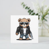 Niedlich Teddy Memes Einladung (Stehend Vorderseite)