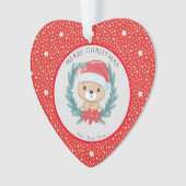 Niedlich Teddy Red and White Stars Frohe Weihnacht Ornament (Vorderseite)