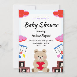 Niedlich Teddy Spielzeug Custom Baby Boy Dusche Ei Einladung