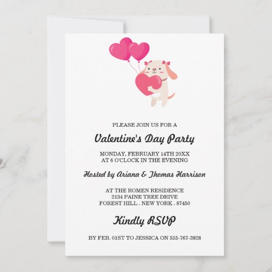 Niedlich Teddy Valentinstag Dankeskarten Einladung (Vorderseite)