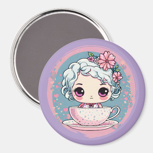 Niedlich Tee Cup Doll Magnet (Vorderseite/Rückseite)