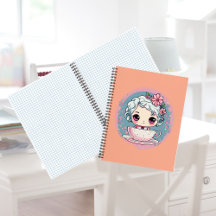 Niedlich Tee Cup Doll Spiral Notebook