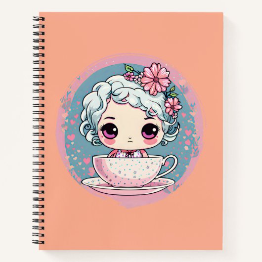 Niedlich Tee Cup Doll Spiral Notebook Notizblock (Vorderseite)