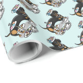 Niedlich Tee Party Dackel Hund (schwarz & tan) Fun Geschenkpapier (Rolleneckpunkt)