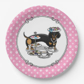 Niedlich Tee Party Dackel Hund (schwarz & tan) Fun Pappteller (Vorderseite)