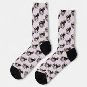 Niedlich Tee Party Dackel Hund (schwarz & tan) Fun Socken (Linkes Detail)