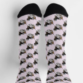 Niedlich Tee Party Dackel Hund (schwarz & tan) Fun Socken (Oben)