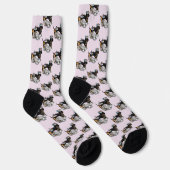 Niedlich Tee Party Dackel Hund (schwarz & tan) Fun Socken (Rechts)