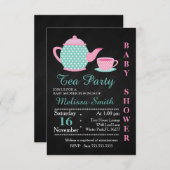 Niedlich Tee-Party Kinderdusche Einladung (Vorne/Hinten)