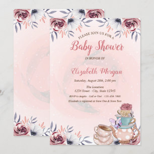 Niedlich Teekanne Floral Tee Party Babydusche Einladung