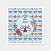 Niedlich Teepee Boho Tribal Serviette (Vorderseite)